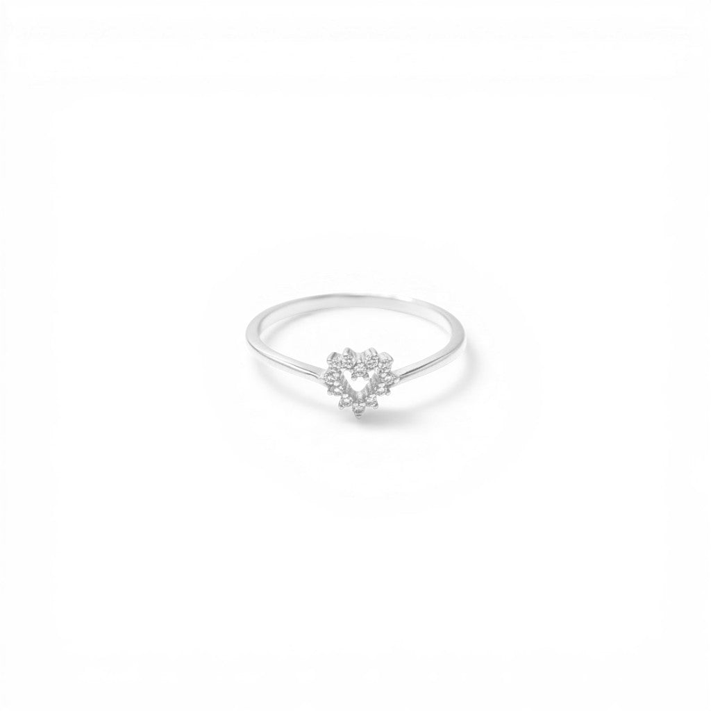 Anello con Cuore Centrale Traforato Zirconato In Argento 925