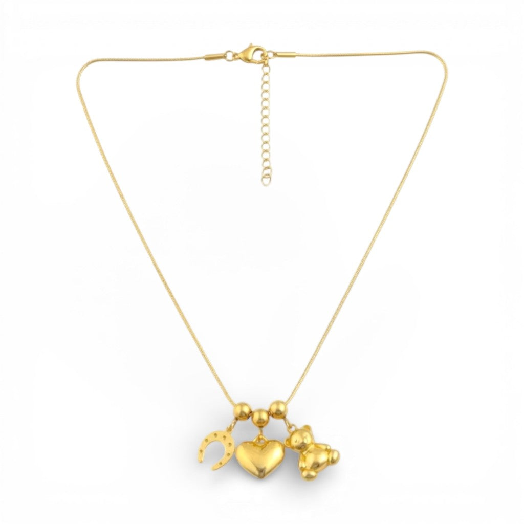 Collana Trio Charms Portafortuna In Acciaio Inossidabile