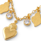 Collana con Pendenti Cuore Sacro e Brillanti In Acciaio Inossidabile