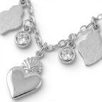 Collana con Pendenti Cuore Sacro e Brillanti In Acciaio Inossidabile