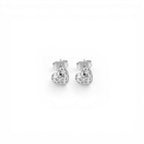 Orecchini Cuore Bombato con Fiori Zirconati In Argento 925