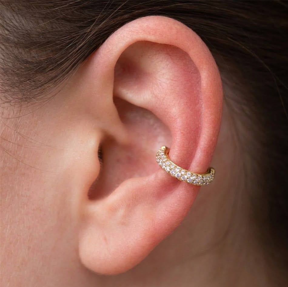 Ear Cuff a Fascia con Pavé di Zirconi In Acciaio Inossidabile