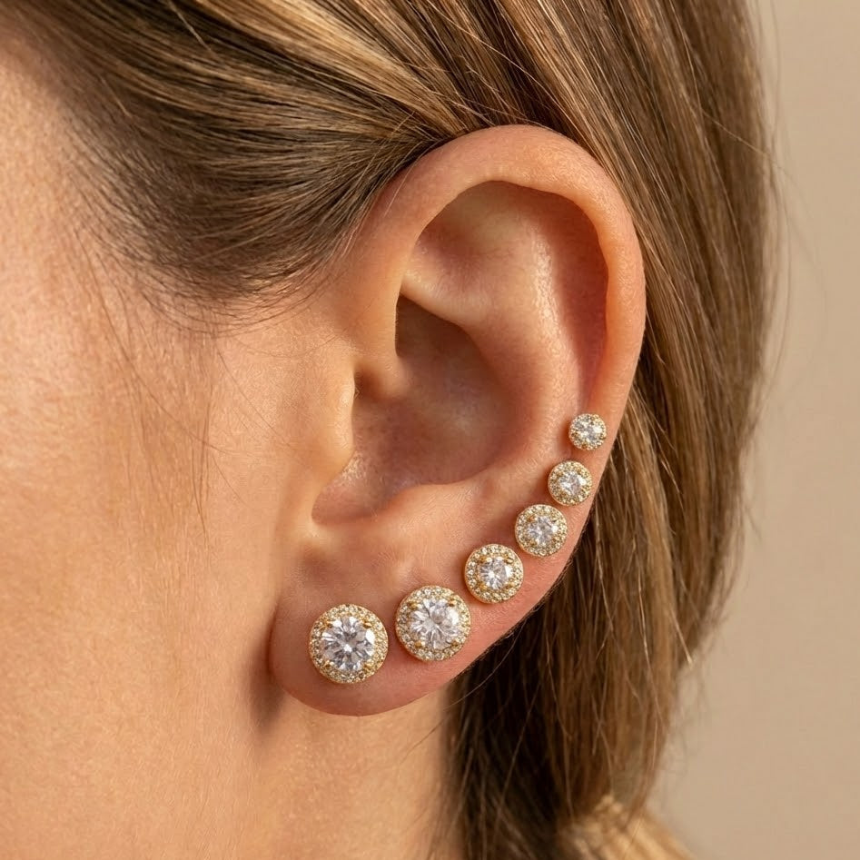 Set Orecchini con Zirconi Brillanti In Acciaio Inossidabile