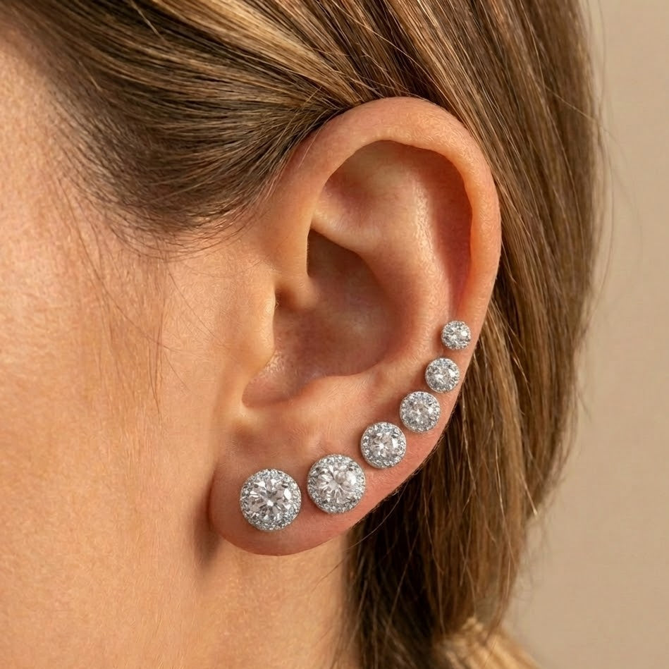 Set Orecchini con Zirconi Brillanti In Acciaio Inossidabile