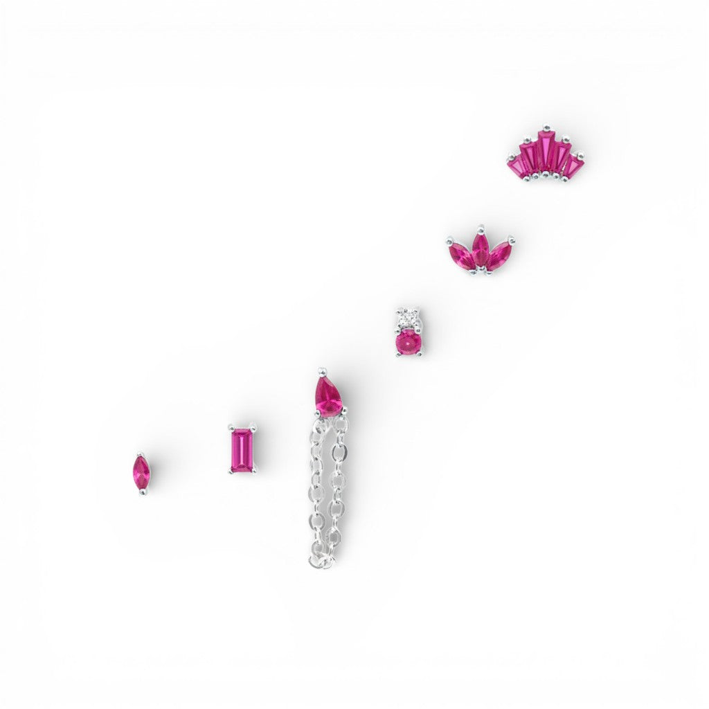 Set Orecchini In Acciaio Inossidabile con Pietre Colorate