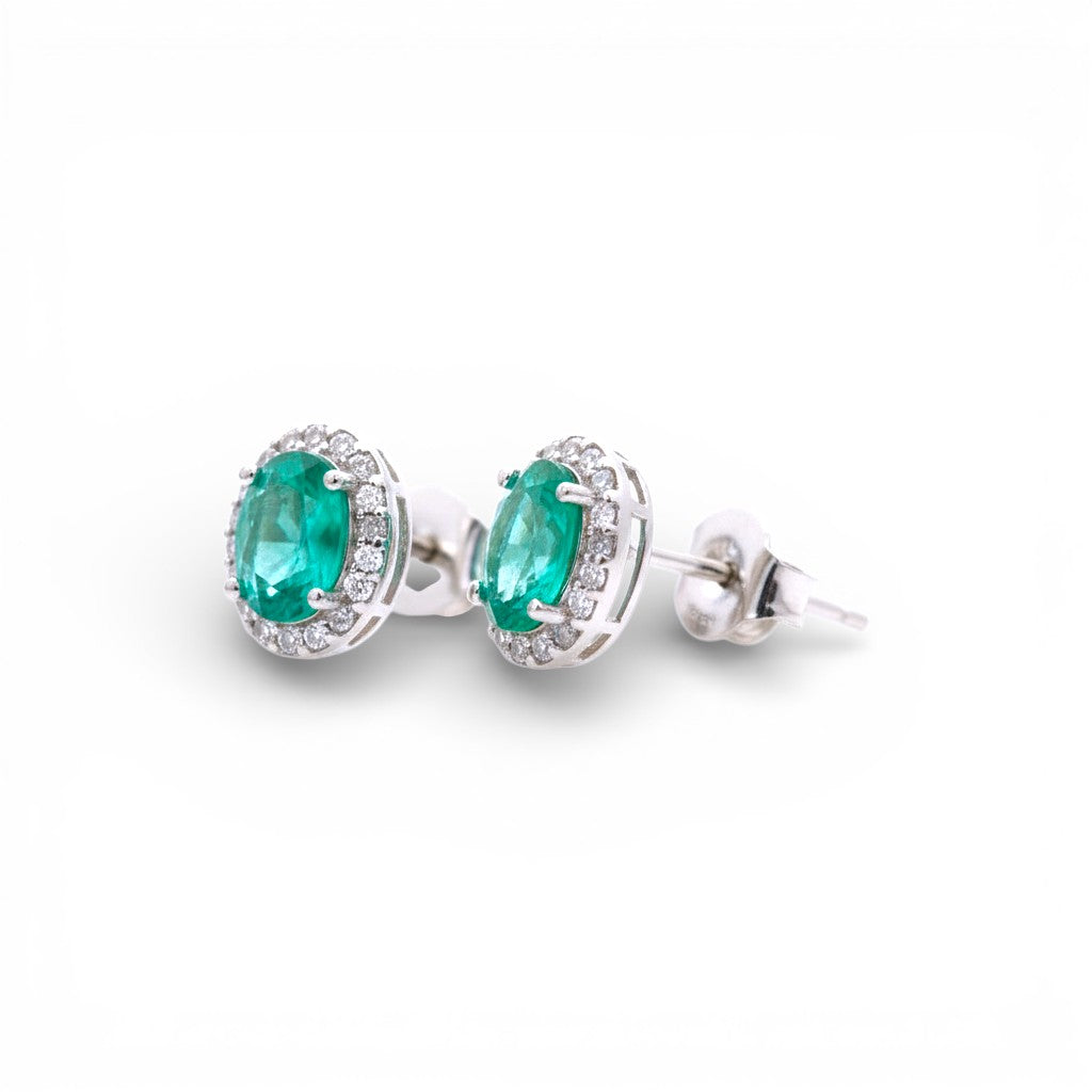 Orecchini a Lobo con Pietra Colorata in Argento 925