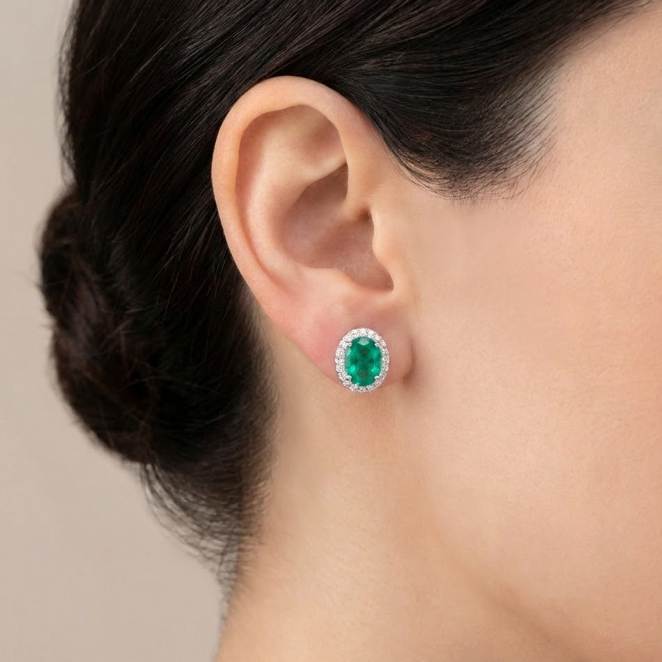 Orecchini a Lobo con Pietra Colorata in Argento 925