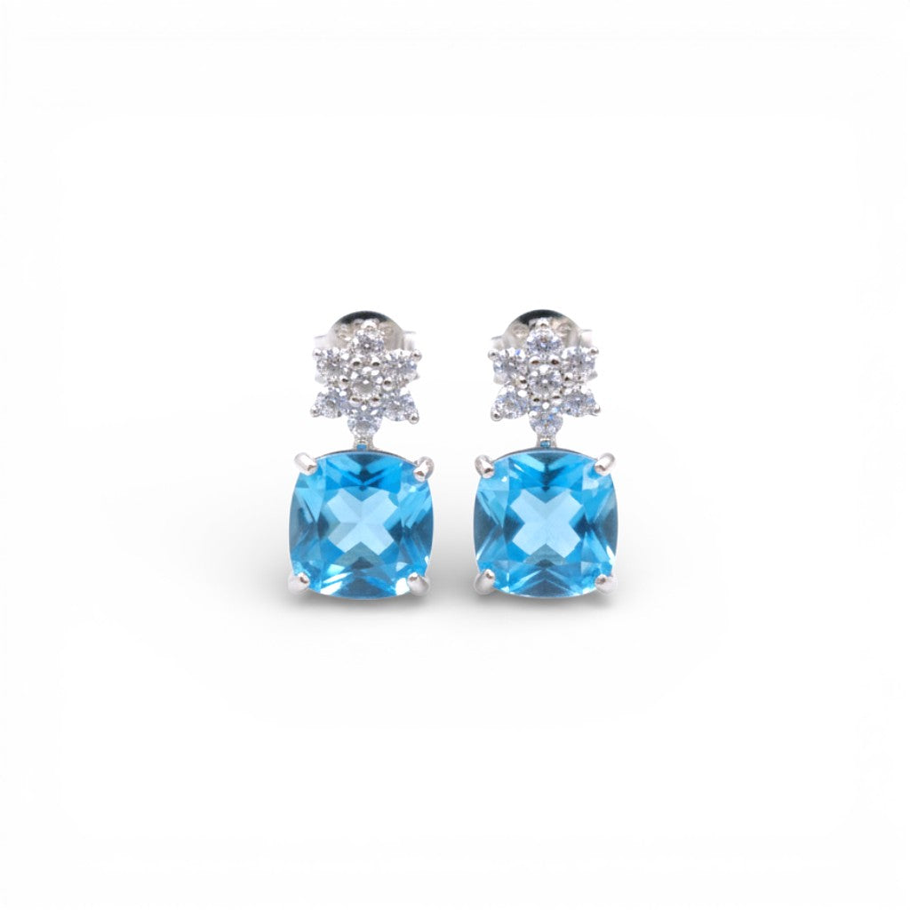 Orecchini Fioritura Celeste con Pietra Azzurra In Argento 925