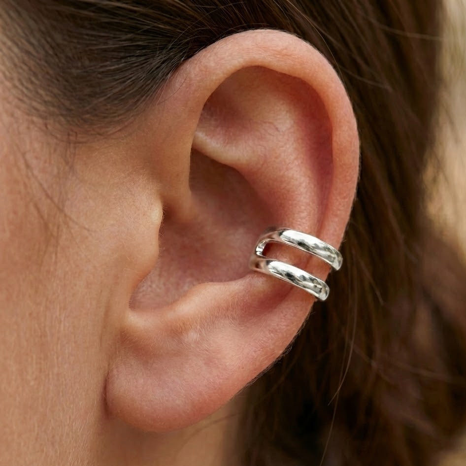 Ear Cuff Doppio Tratto Minimal in Argento 925