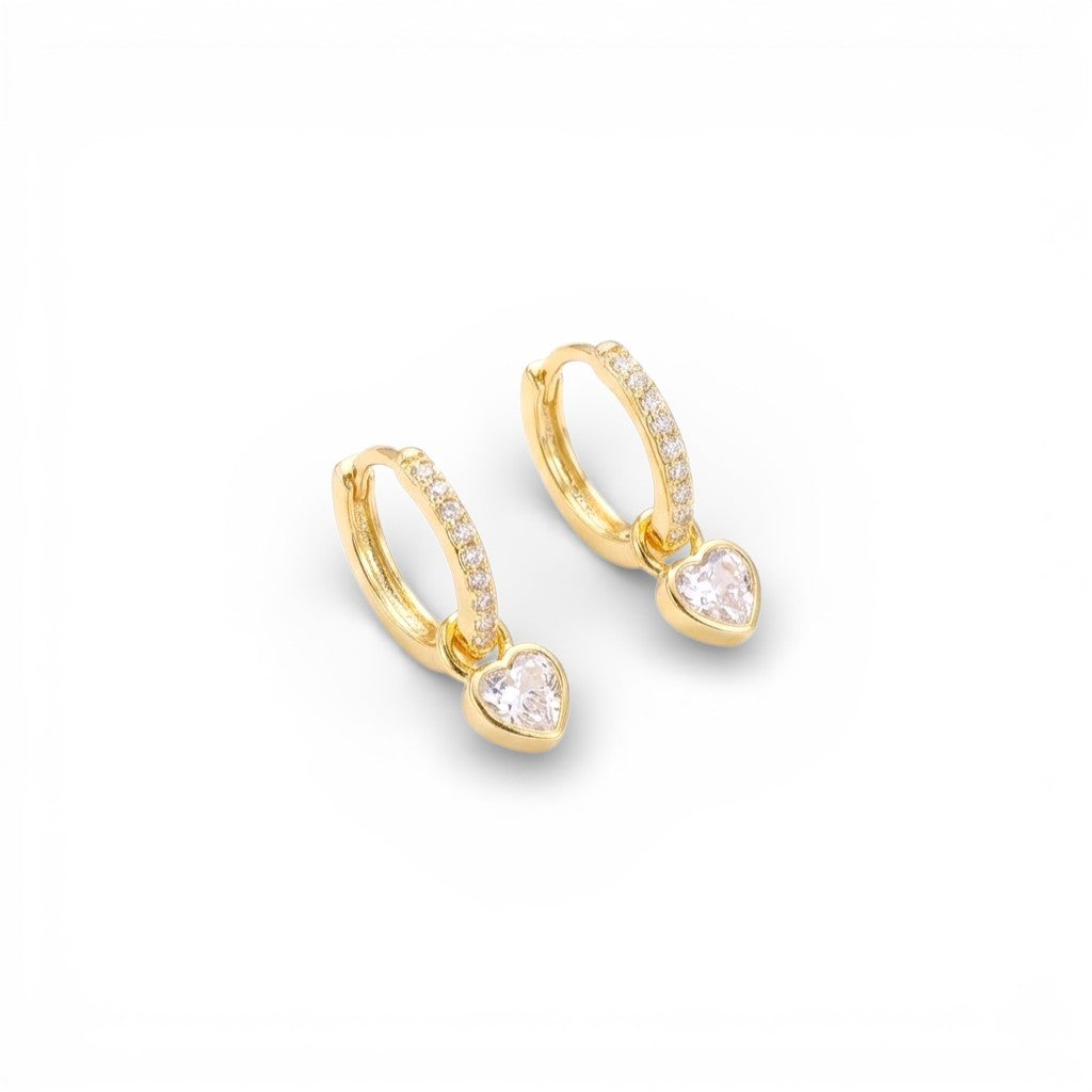 Orecchini Cuore Sospeso con Zircone In Argento 925