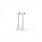 Orecchini Pendenti Tennis con Perla Finale In Argento 925