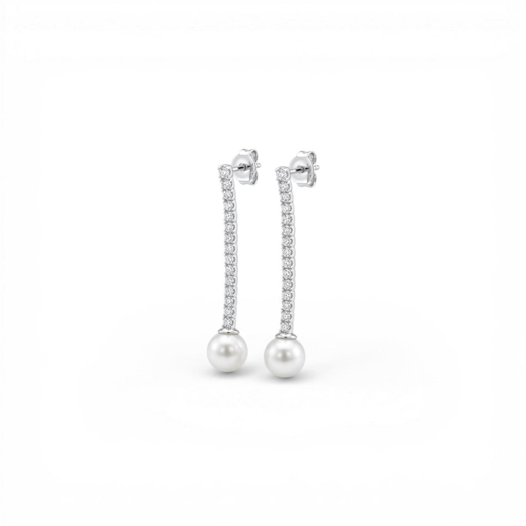 Orecchini Pendenti Tennis con Perla Finale In Argento 925