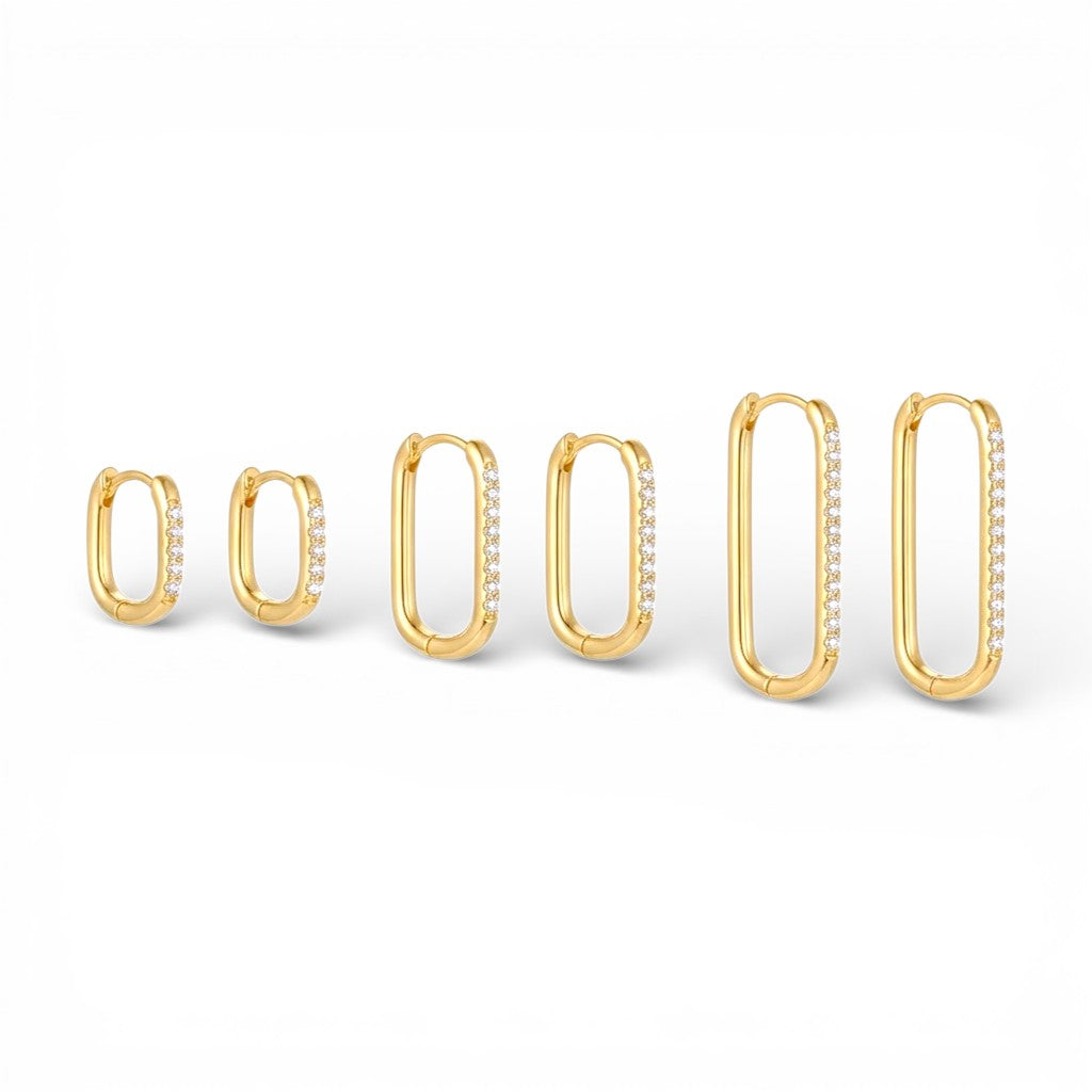 Set Tris Orecchini Ovali In Acciaio Inossidabile