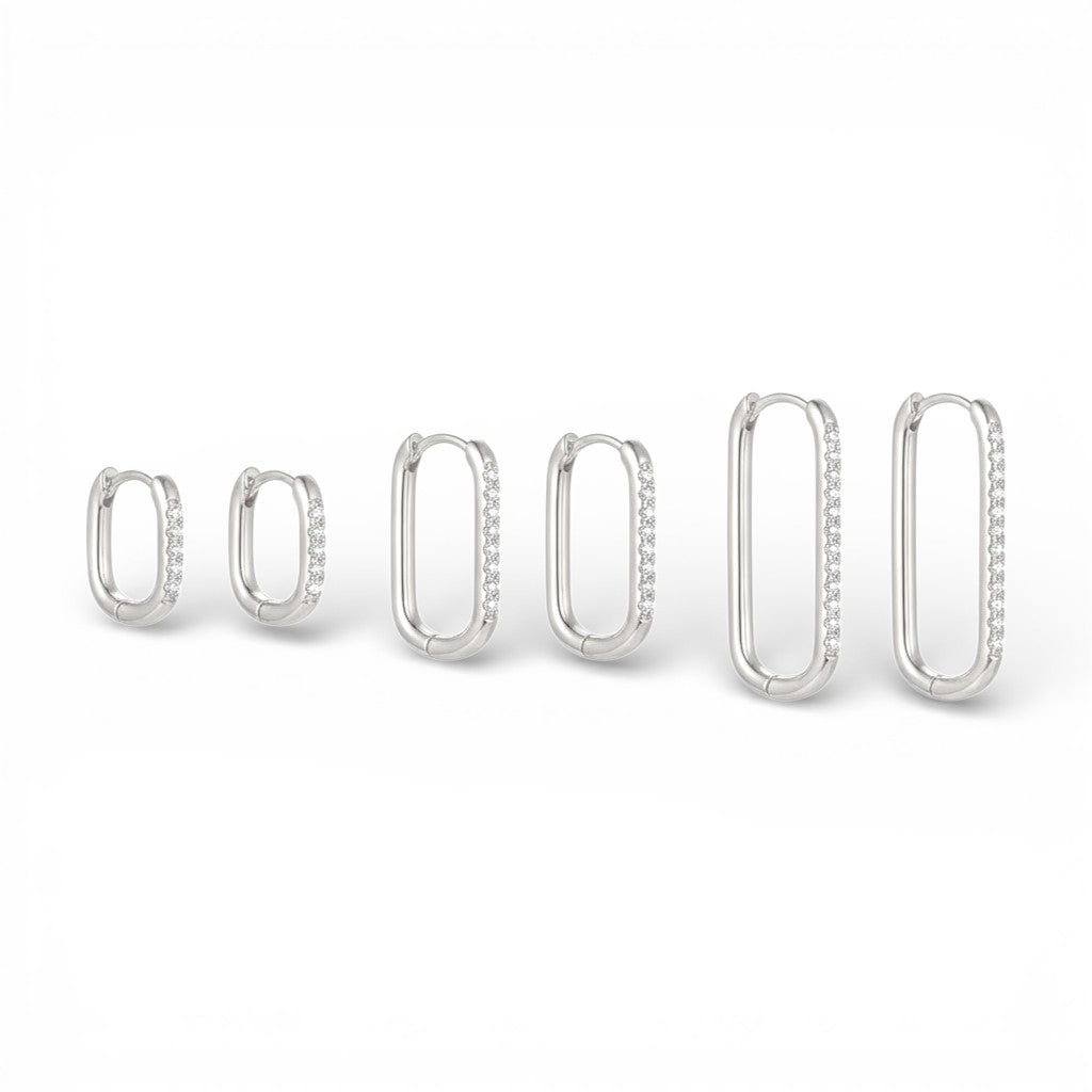 Set Tris Orecchini Ovali In Acciaio Inossidabile