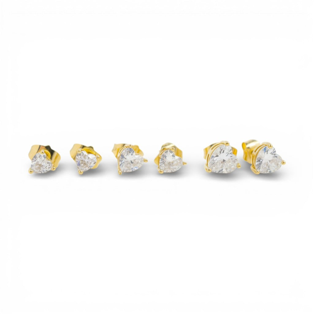 Set Orecchini a Cuore Diamantato In Acciaio Inossidabile