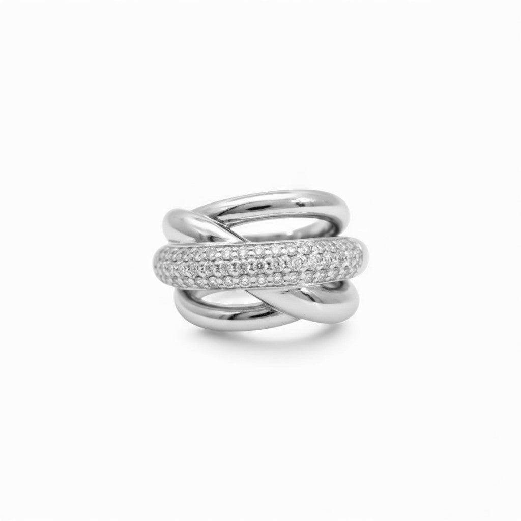 Ear Cuff Multilinea con Pavé In Acciaio Inossidabile