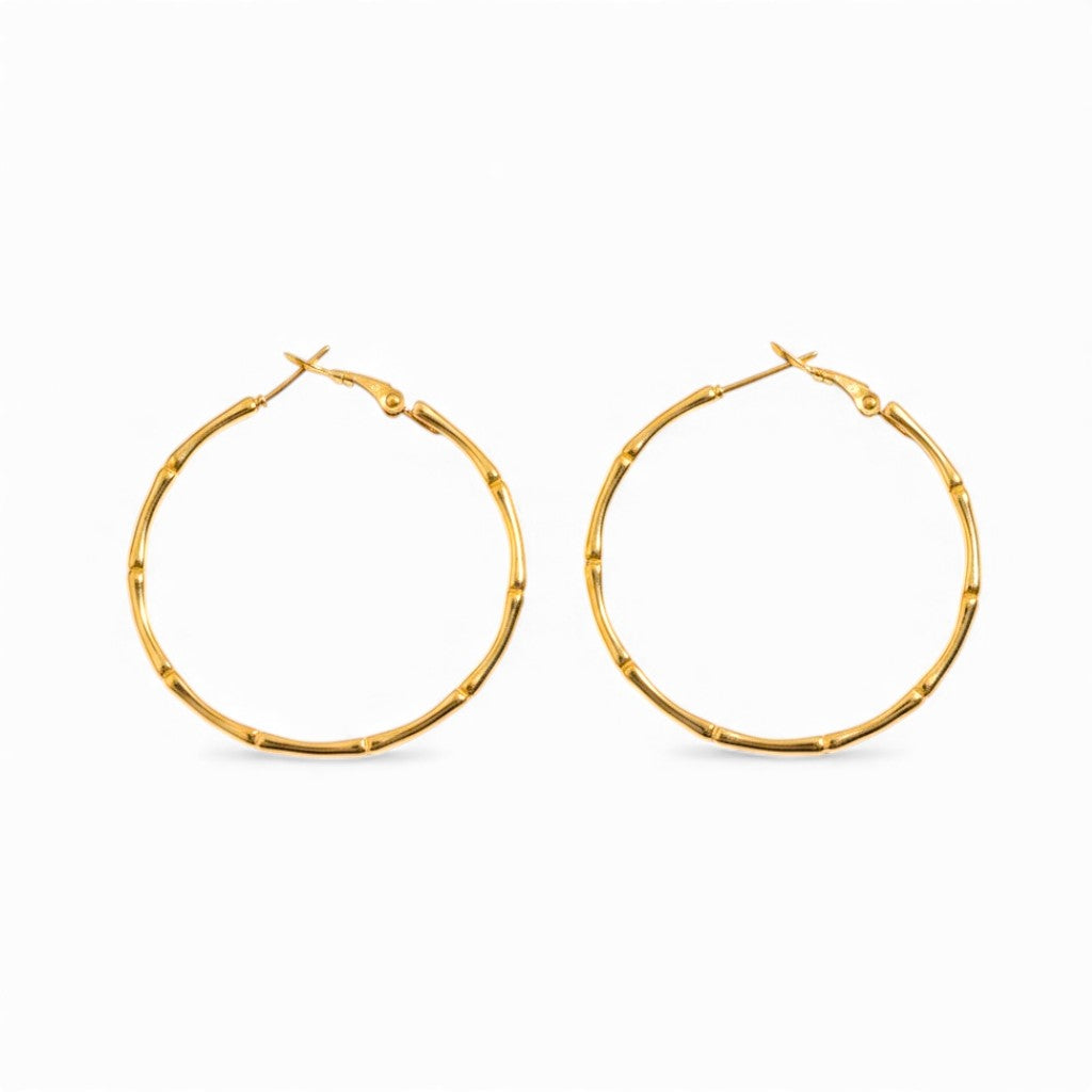 Orecchini a Cerchio Stile Bamboo 40mm In Acciaio Inossidabile