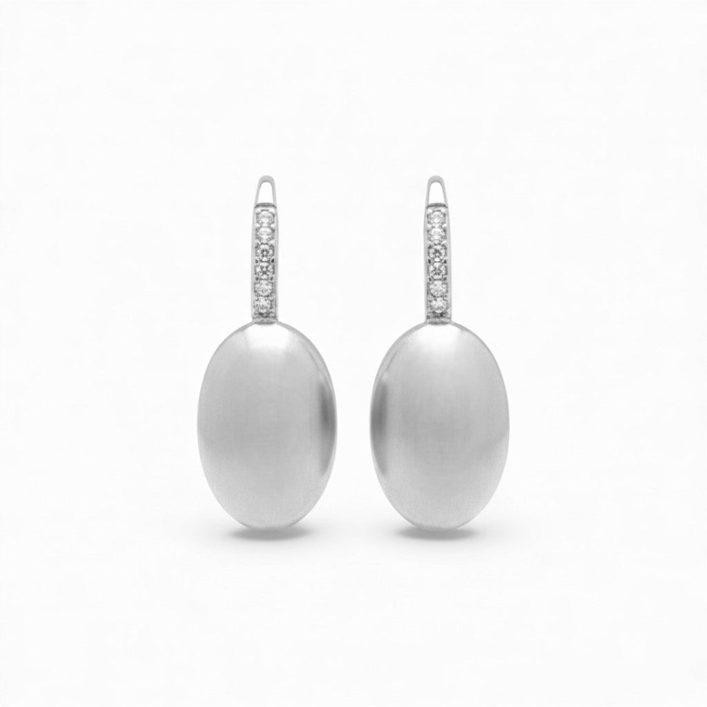 Orecchini Pendenti Opachi con Pavé di zirconi In Acciaio Inossidabile