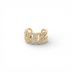 Ear Cuff Intrecciato Effetto Torchon con Zirconi In Acciaio Inossidabile