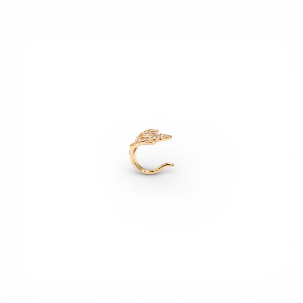 Ear Cuff Foglia con Pave di Zirconi In Acciaio Inossidabile