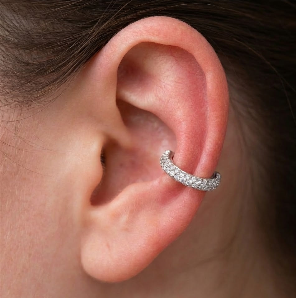 Ear Cuff a Fascia con Pavé di Zirconi In Acciaio Inossidabile