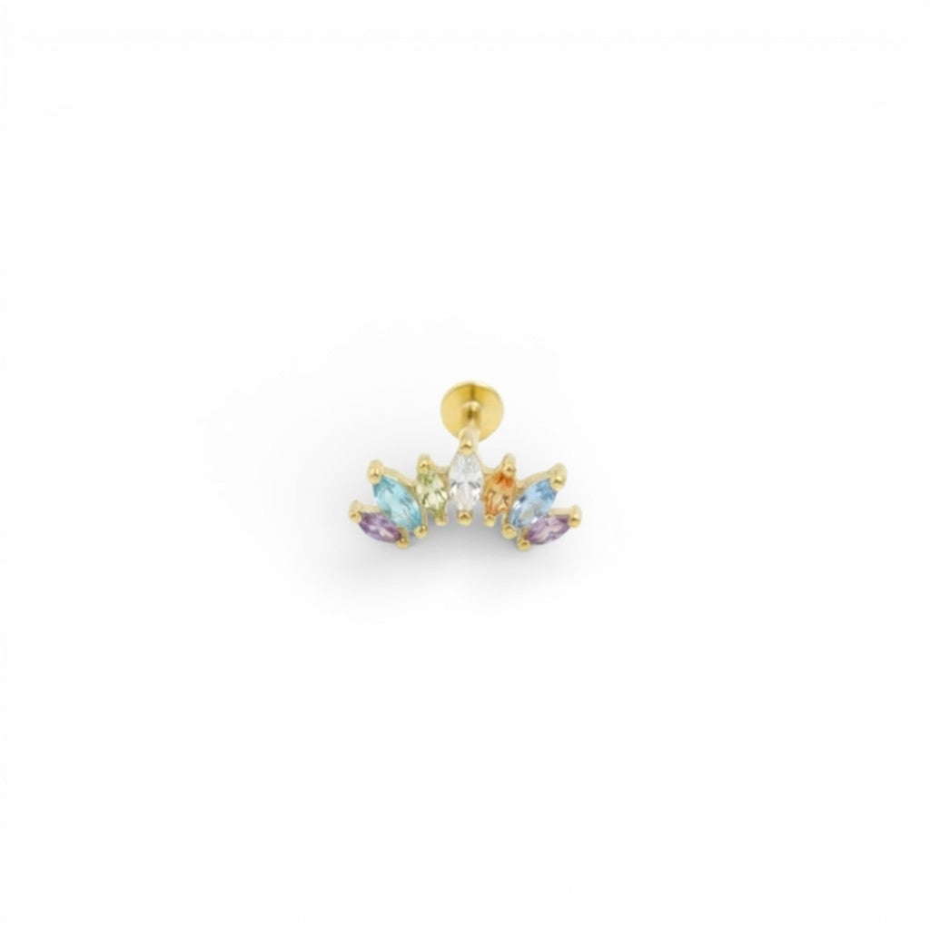 Piercing Pavé Multicolor In Argento 925