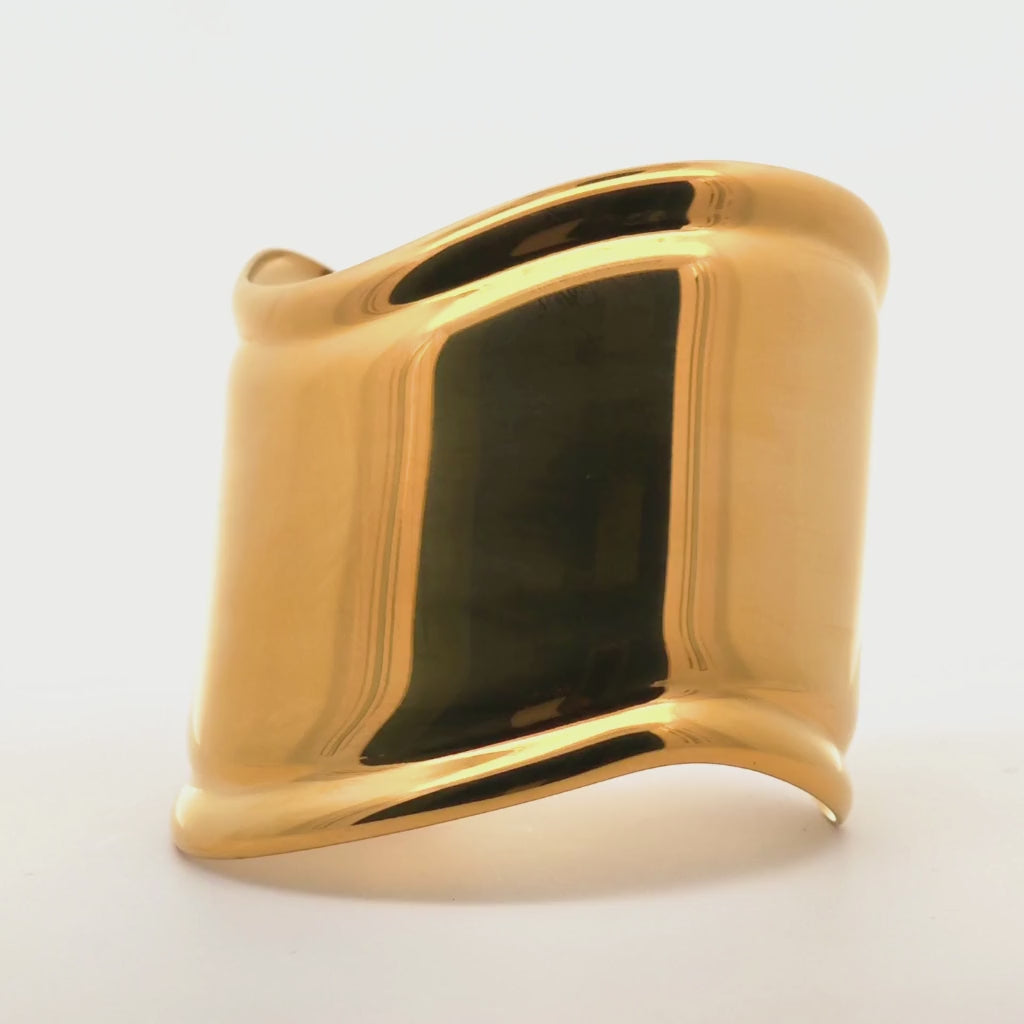 Bracciale Bangle a Fascia Maxi Curva In Acciaio Inossidabile