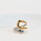 Anello Fascia Aperta a Spirale Bicolore In Acciaio Inossidabile