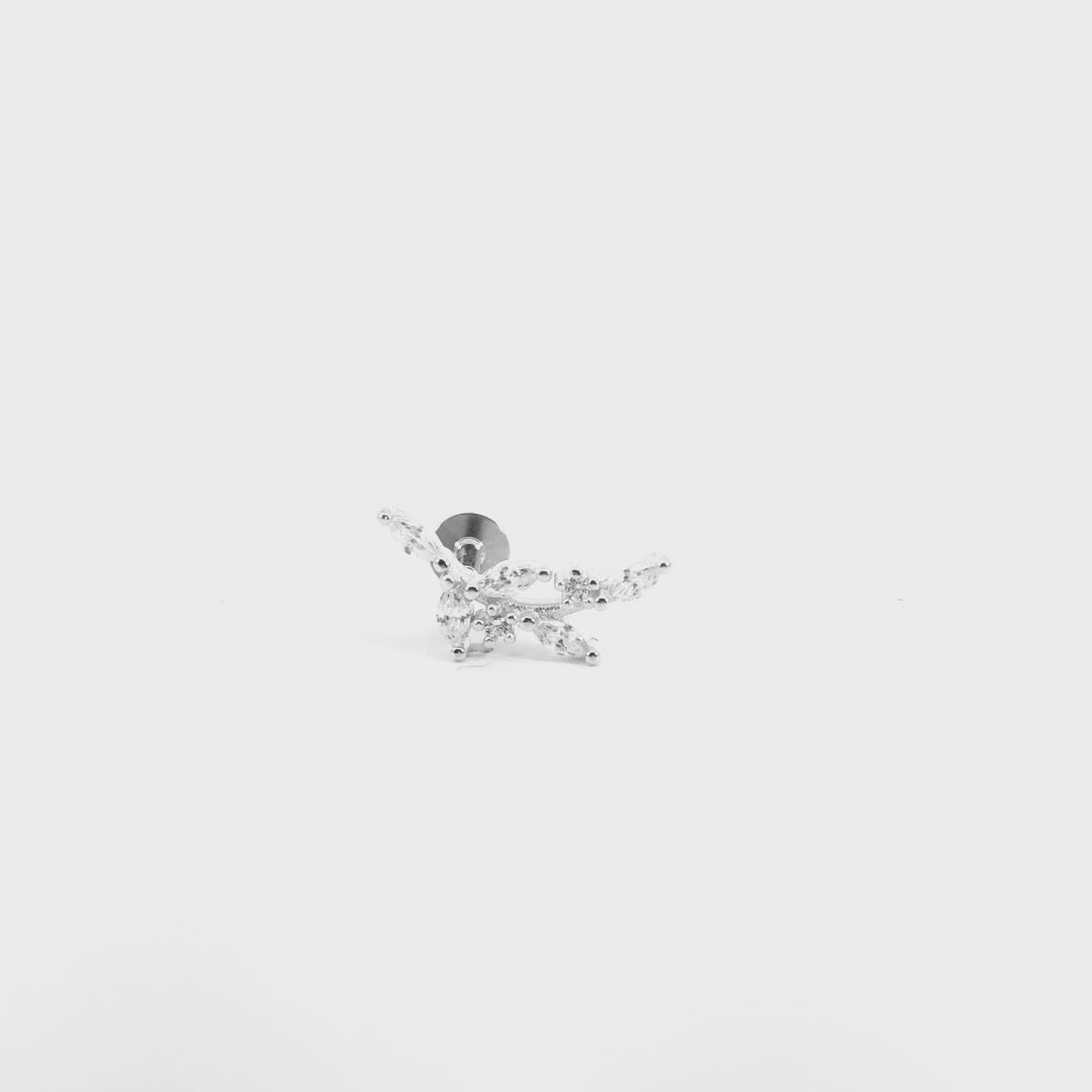 Piercing Rametto con Foglioline Brillanti in Argento 925
