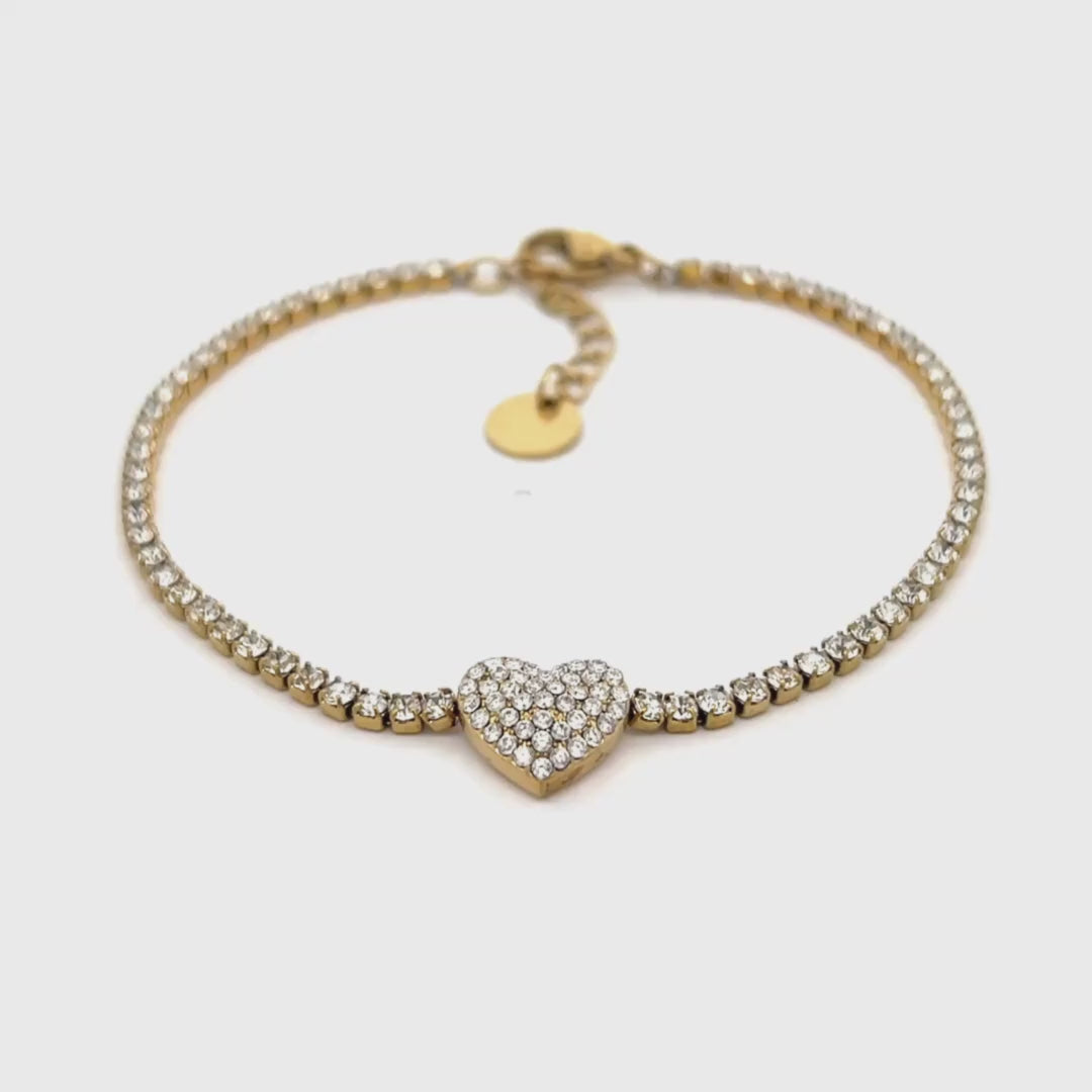 Bracciale Cuore con Zirconi in Acciaio
