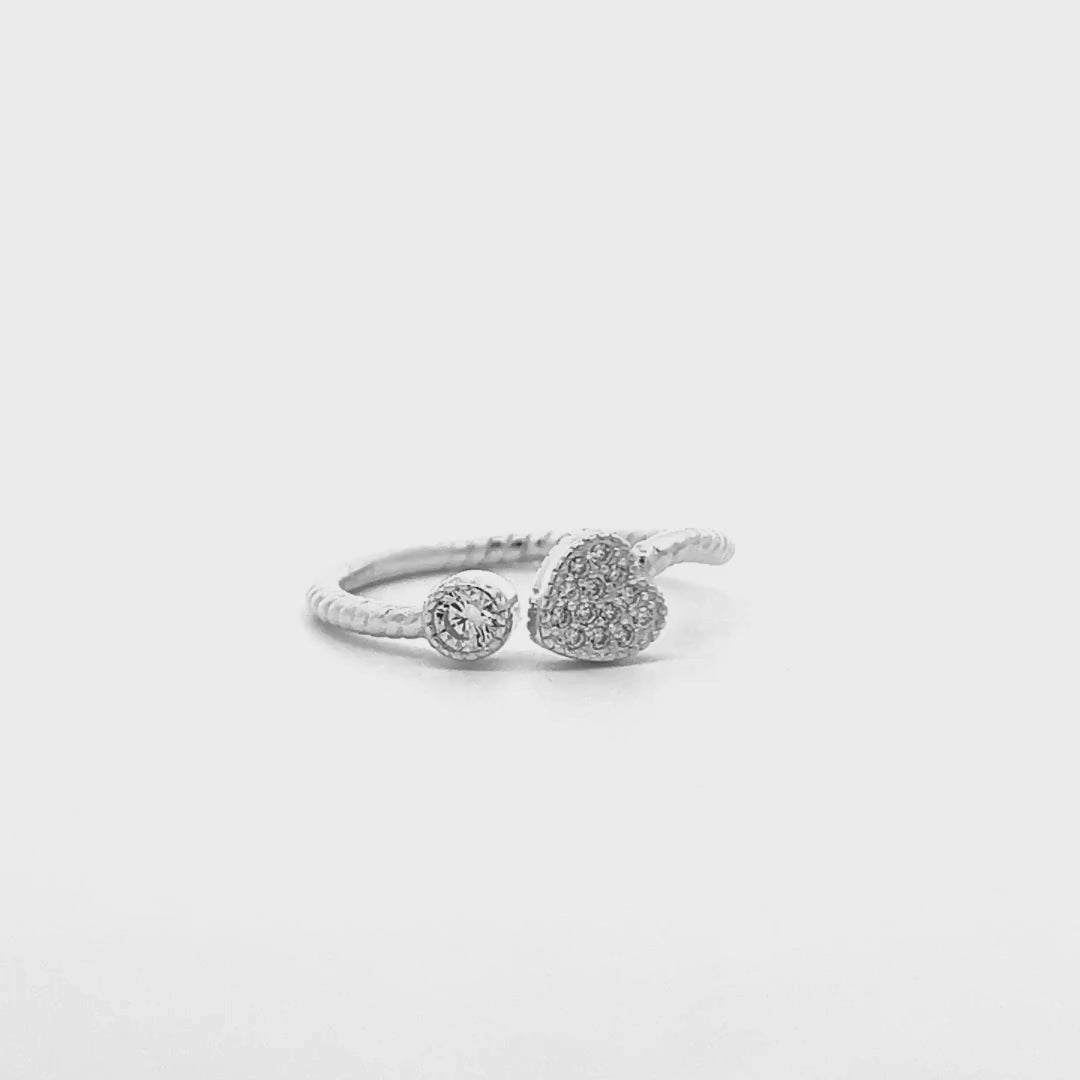 Anello Cuore Pavé Argento