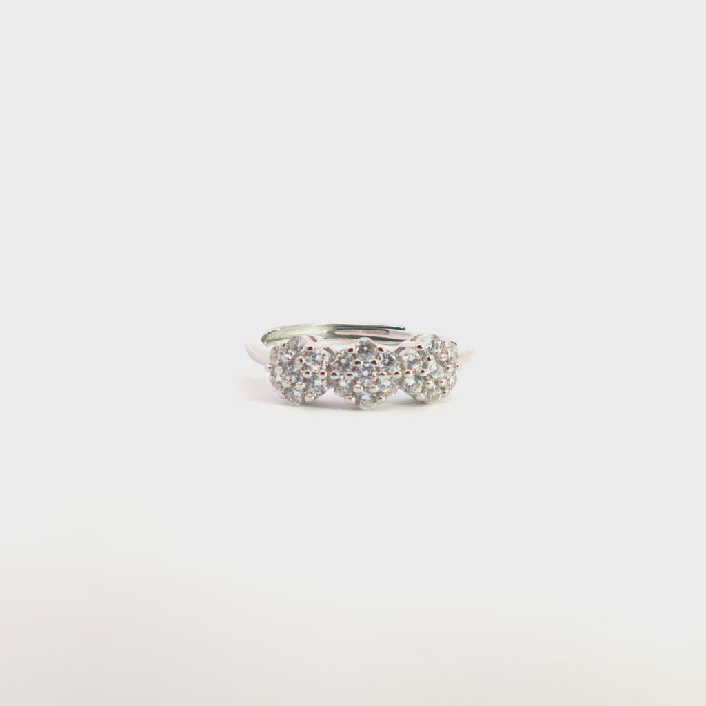 Anello con Fiori Brillantati In Argento 925