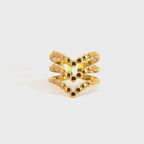 Anello Fascia Multipla Aperta con Dettaglio a Perline In Acciaio Inossidabile