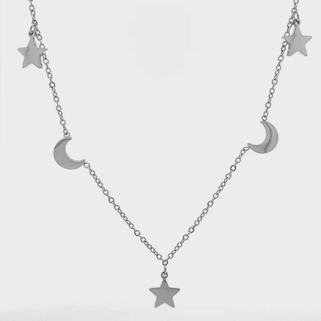 Collana Stelle e Lune in Acciaio Inossidabile
