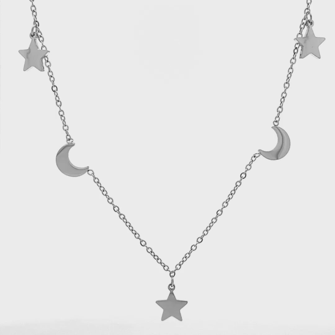 Collana Stelle e Lune in Acciaio Inossidabile