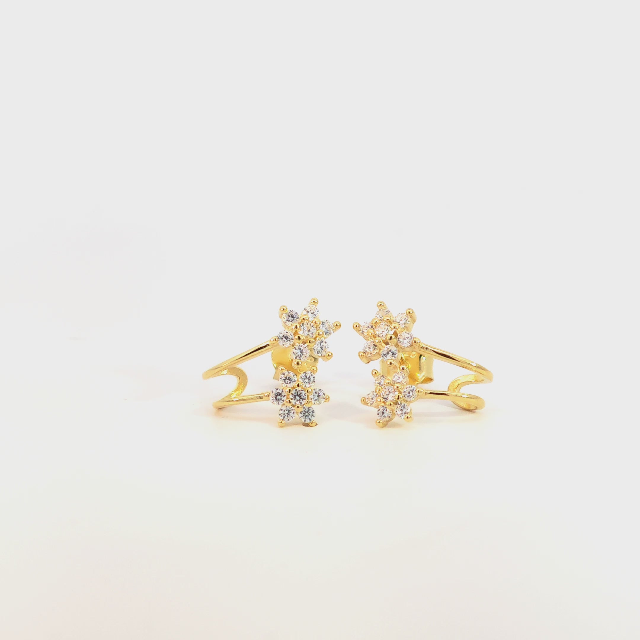 Orecchini Duo di Primavera con Fiori Zirconati In Argento 925