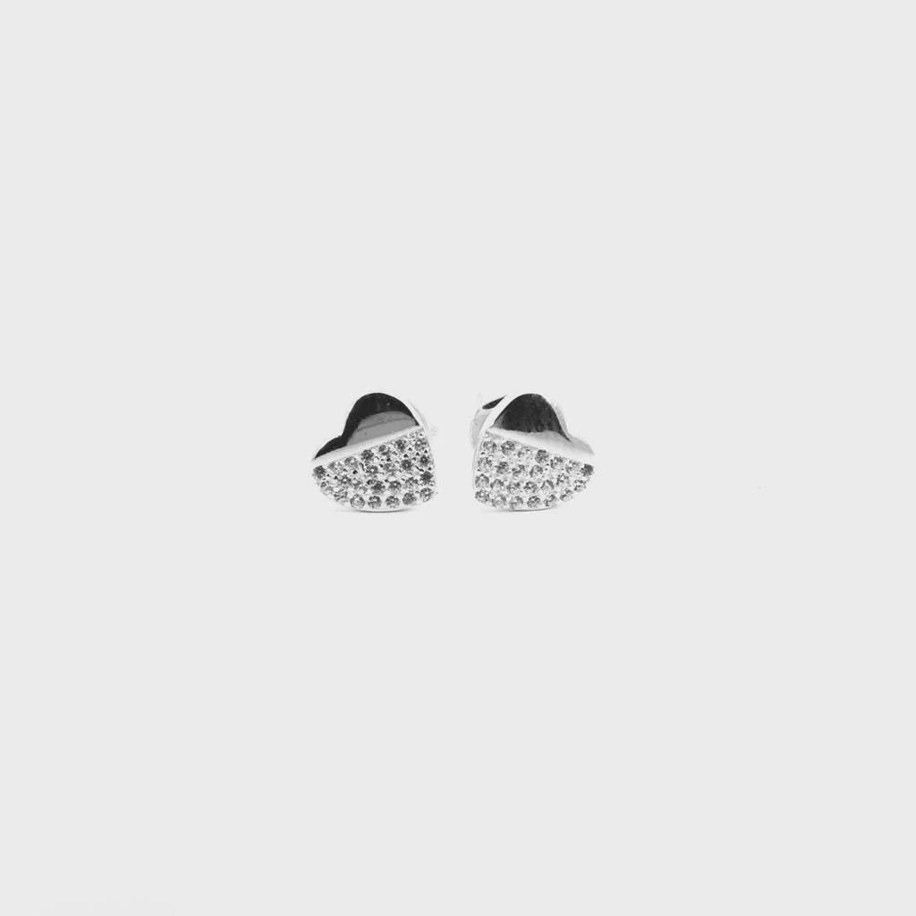 Orecchini Cuore Radiante con Pavé di Brillanti In Argento 925