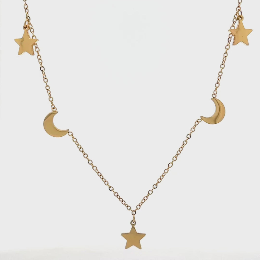 Collana Stelle e Lune in Acciaio Inossidabile