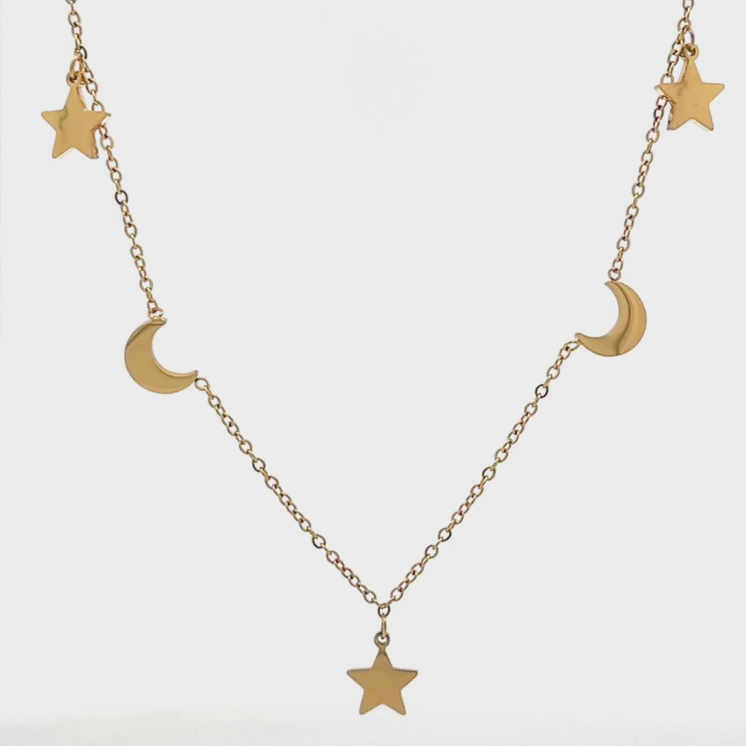 Collana Stelle e Lune in Acciaio Inossidabile