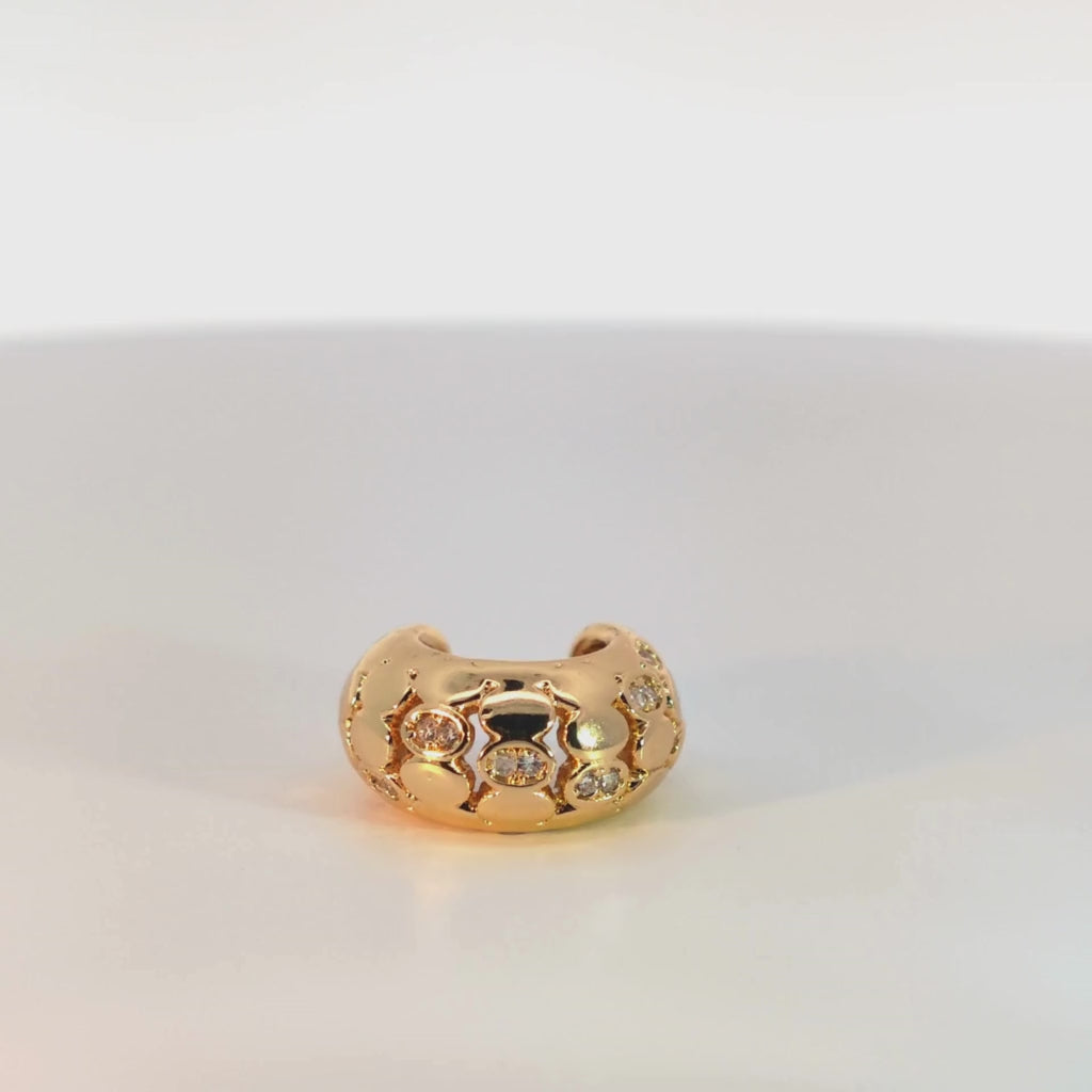 Ear Cuff Mini Bombato con Zirconi Incassati In Acciaio Inossidabile