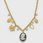Collana con Cameo e Charms Multisimbolici In Acciaio Inossidabile