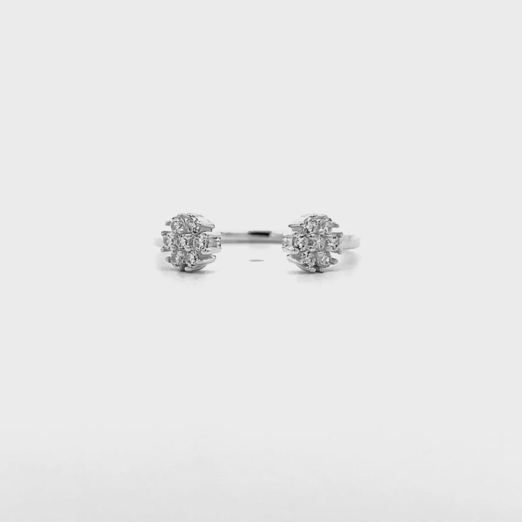 Anello Aperto Fiore Argento 925