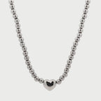 Collana Cuore in Acciaio Con Perline