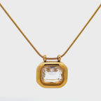 Collana Dorata in Acciaio con Cristallo