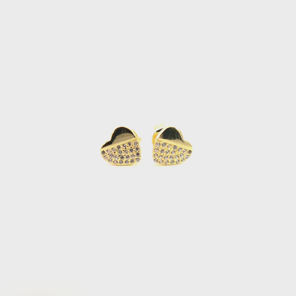 Orecchini Cuore Radiante con Pavé di Brillanti In Argento 925