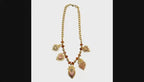 Collana Catena con Charms Sacro Cuore e Perline Color Ambra In Acciaio Inossidabile