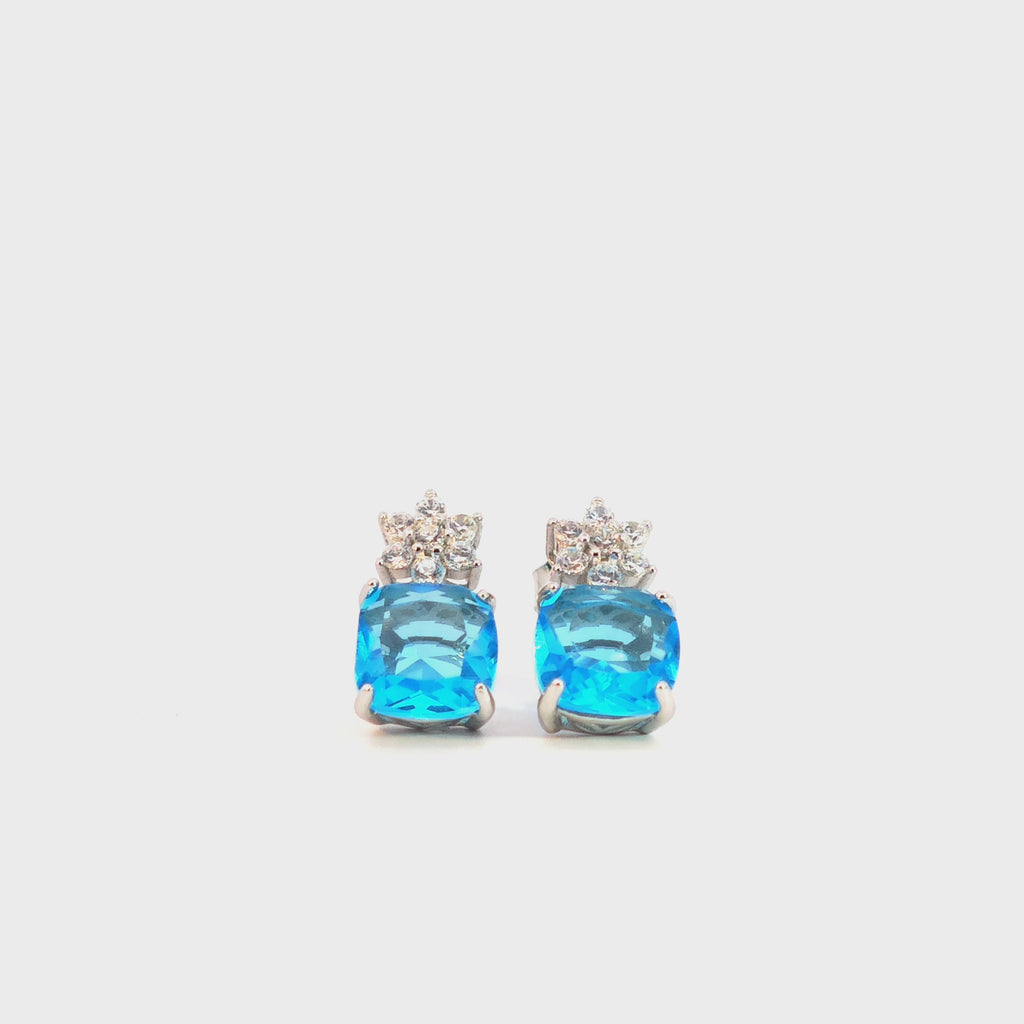 Orecchini Fioritura Celeste con Pietra Azzurra In Argento 925