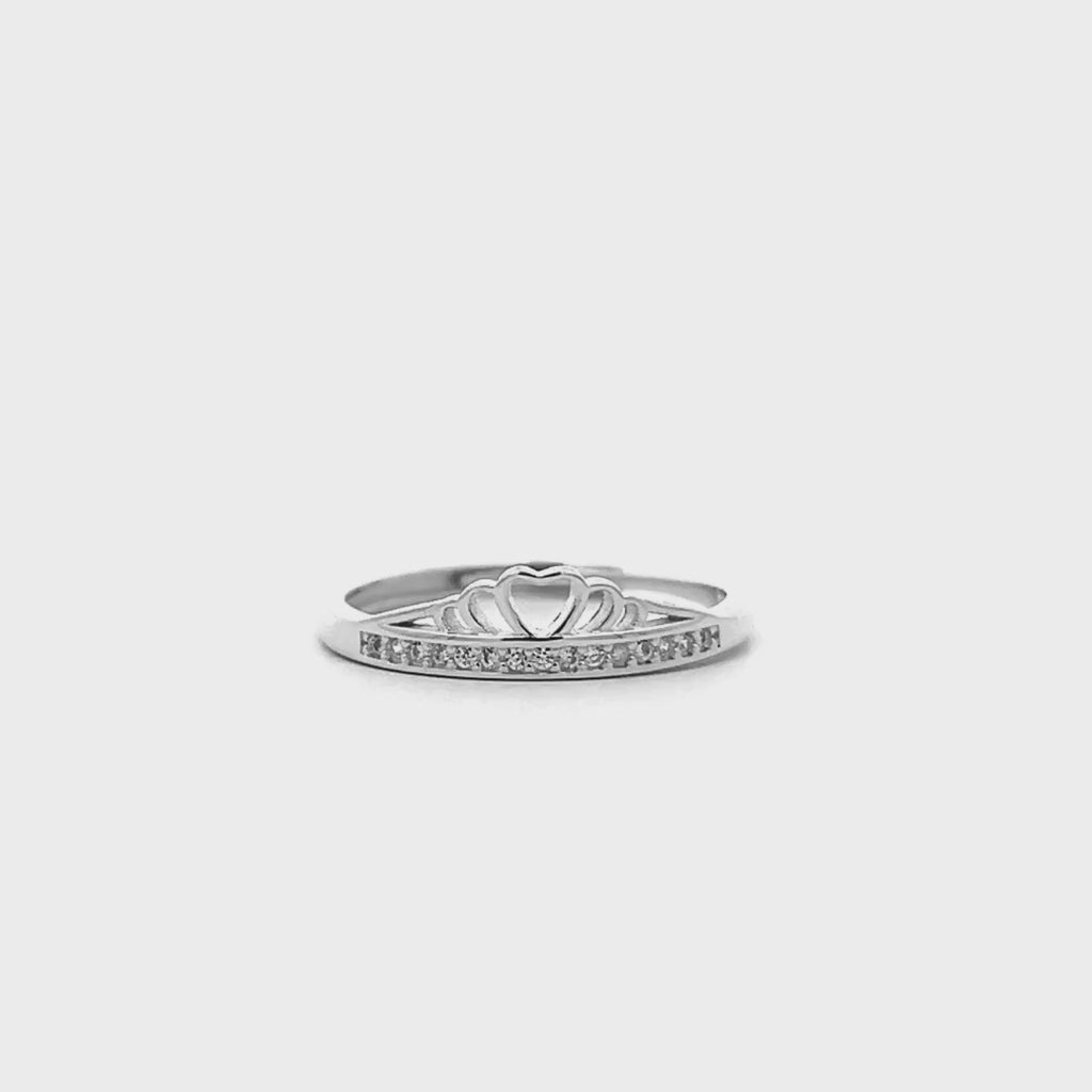 Anello Corona Cuore in Argento