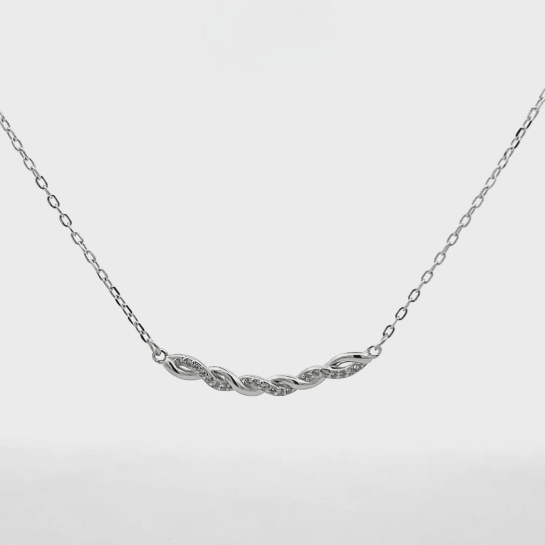 Collana nodo intrecciato brillante in Argento 925