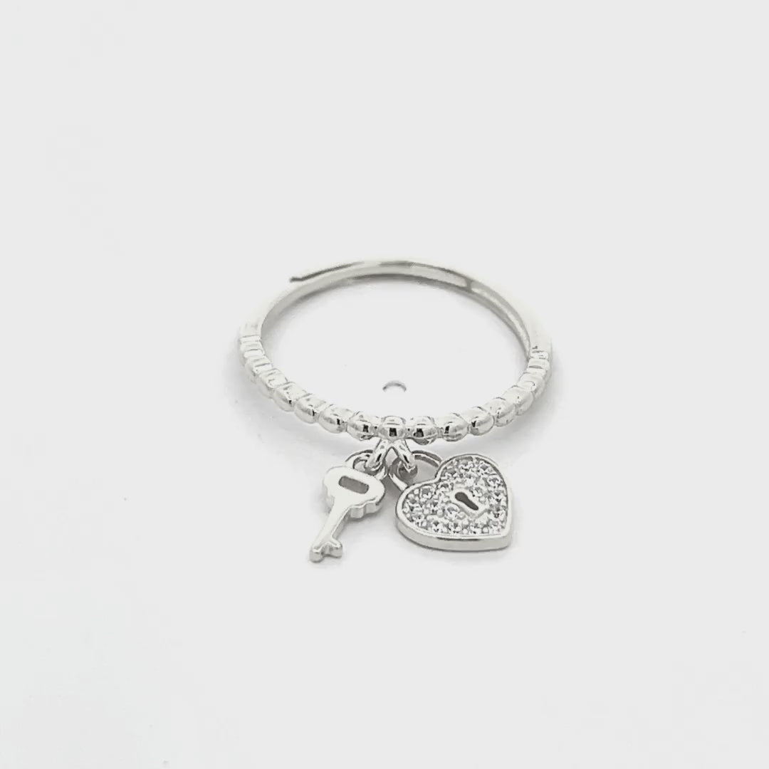 Anello Cuore con Chiave Argento 925
